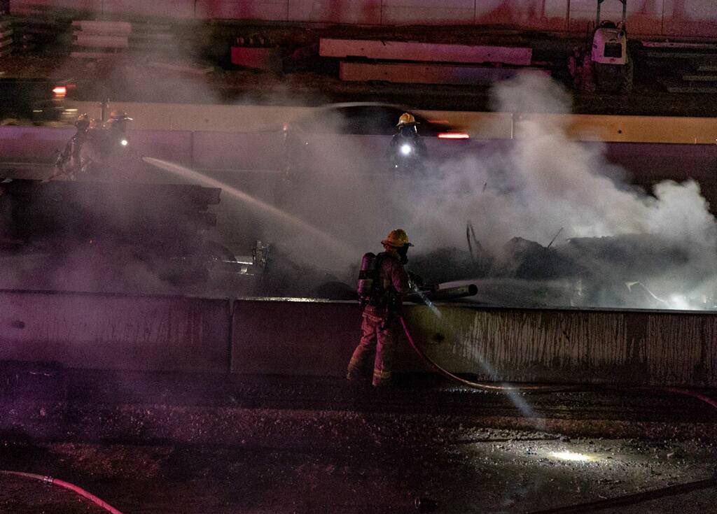 Pictures from semi-truck fire at I35 and William Cannon. Call came in just after 9pm.   