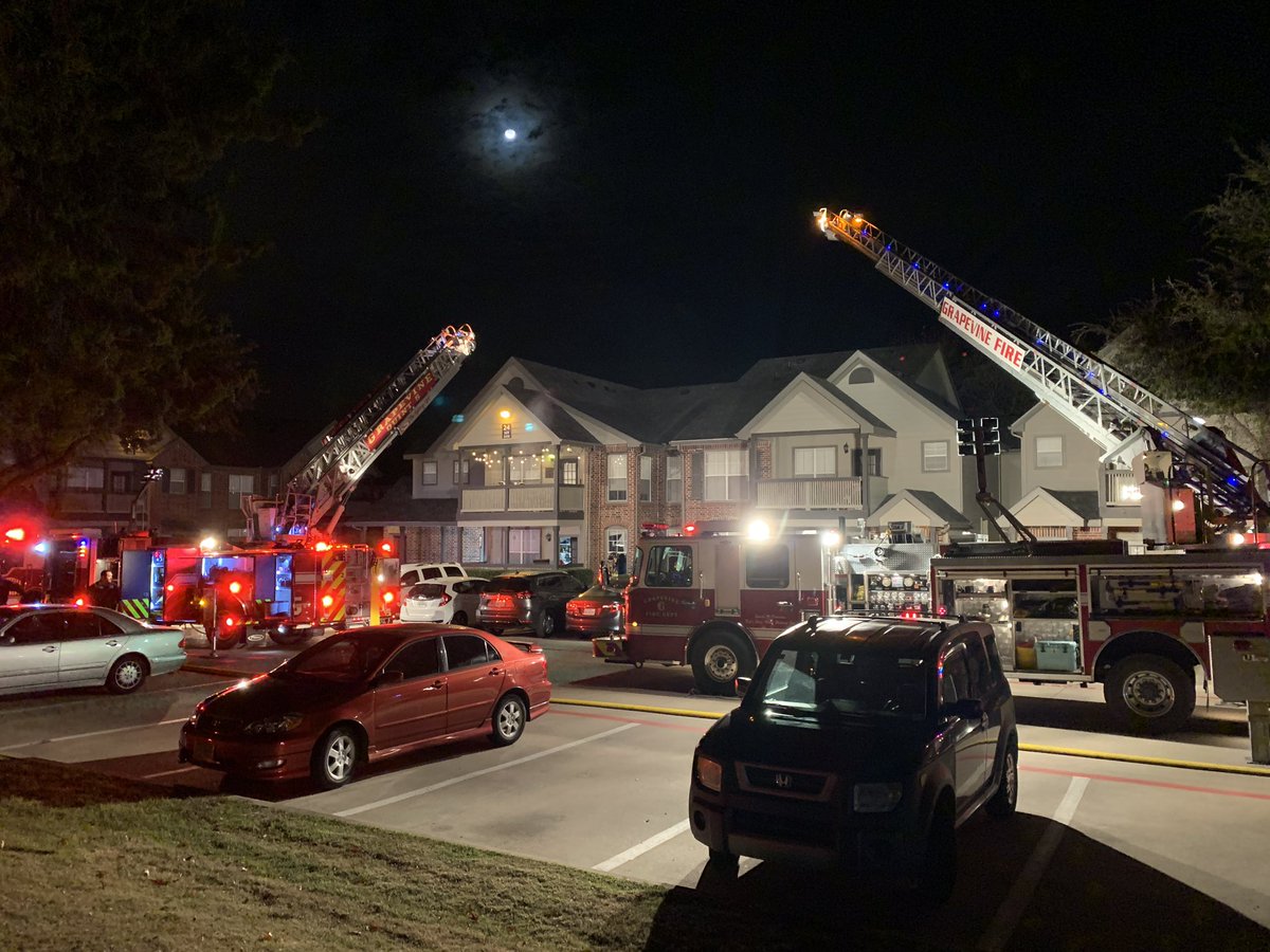 Grapevine Fire transported 1 person in unknown condition after fighting this apartment fire in North Grapevine.   