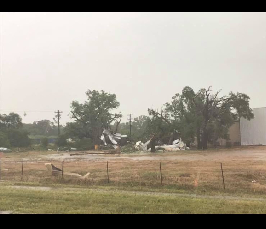 Damage from possible tornado just west of La Grange  near Fayette County airport images from Fayette County EMA 