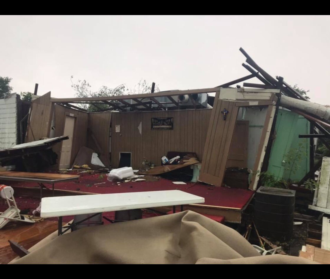 Damage from possible tornado just west of La Grange  near Fayette County airport images from Fayette County EMA 