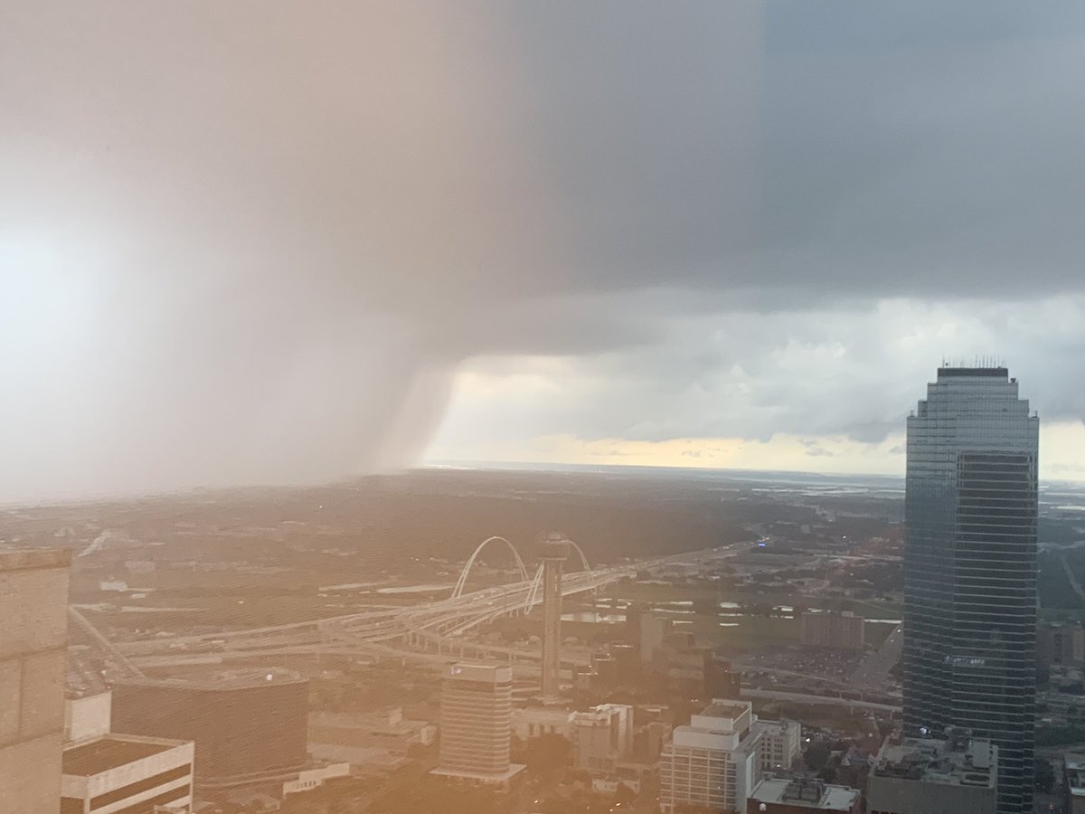 A  storm   approaches downtown Dallas, Texas.