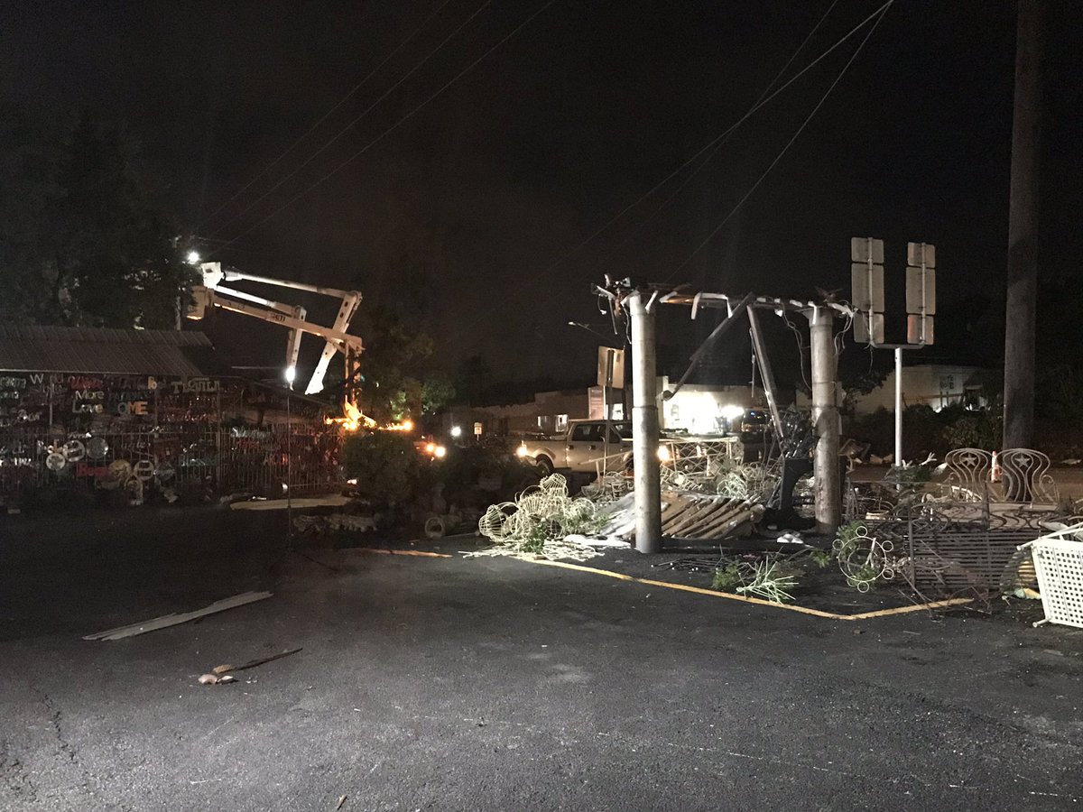 Debris all over the ground and even lodged in windows after a tornado in Canton last night