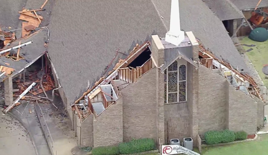 Tornado damaged a church and other buildings in Greenville, Texas, northeast of Dallas.