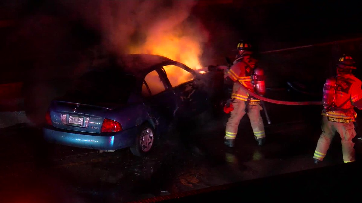 HoustonFire and Houston police arrived to North Freeway near North Main Street exit where 3-vehicle crash left 1 vehicle in flames No major injuries reported following accident