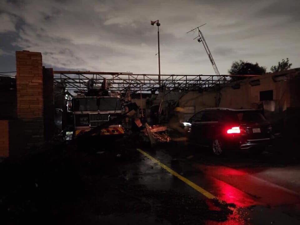 Dallas storm damages: This is a photo of Dallas Fire Station 41 which has significant damage from overnight storms