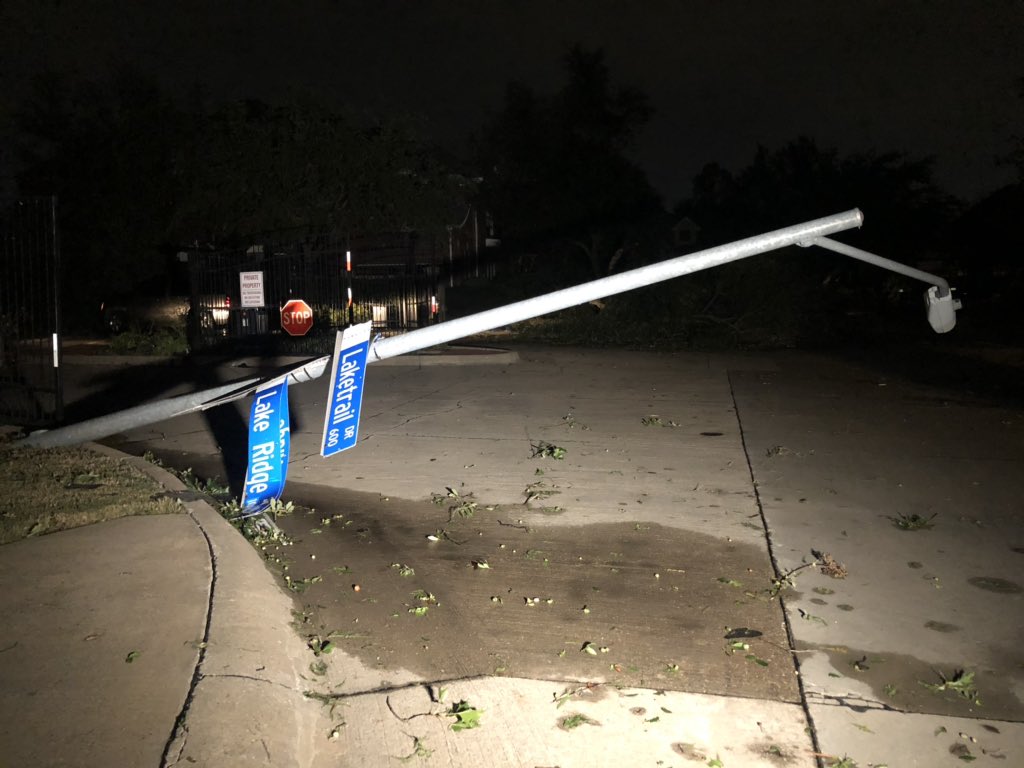 Shingles scattered in lawns, street signs down, major tree damage, windows broken out. just some of what we've observed from the Lakes at Buckingham.