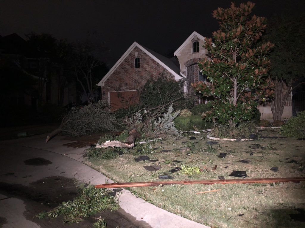 Shingles scattered in lawns, street signs down, major tree damage, windows broken out. just some of what we've observed from the Lakes at Buckingham.