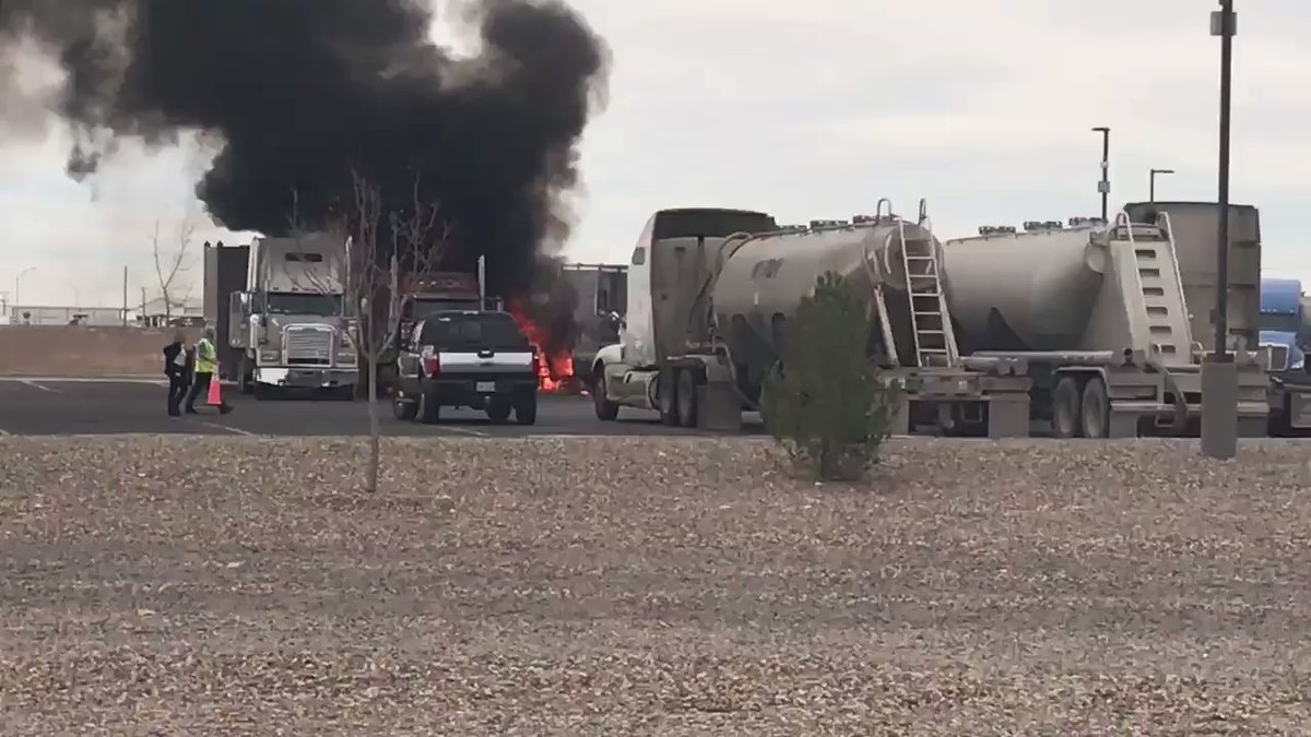 There's a fire at the Pilot truck stop near 191 and 349 in Midland. Firefighters are battling the flames now