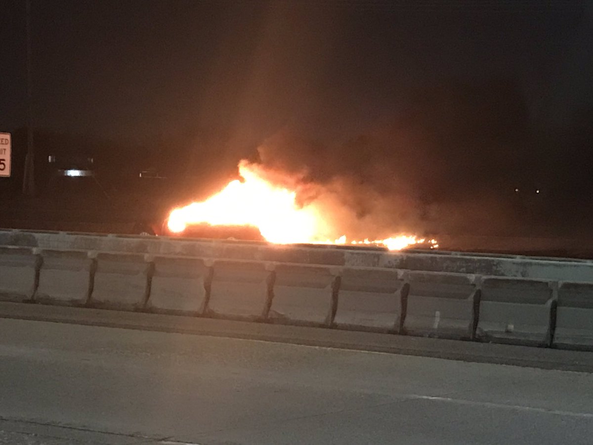 Mesquite Fire and Pd on scene WB I-30 near LBJ working a fully involved car fire. The car fire also sparked a grass fire along the freeway service rd