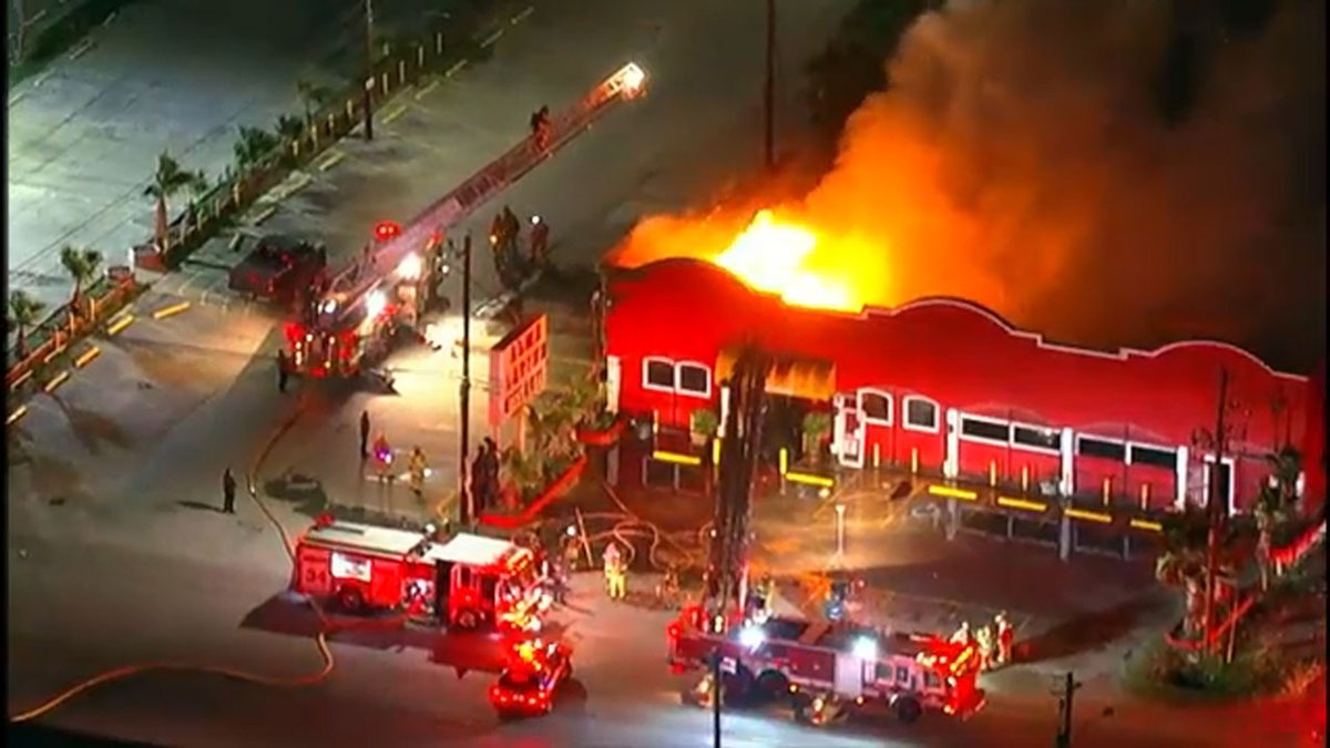Mexican restaurant engulfed in flames in northeast Houston. This is at Alma Latina on Jensen and Crosstimbers