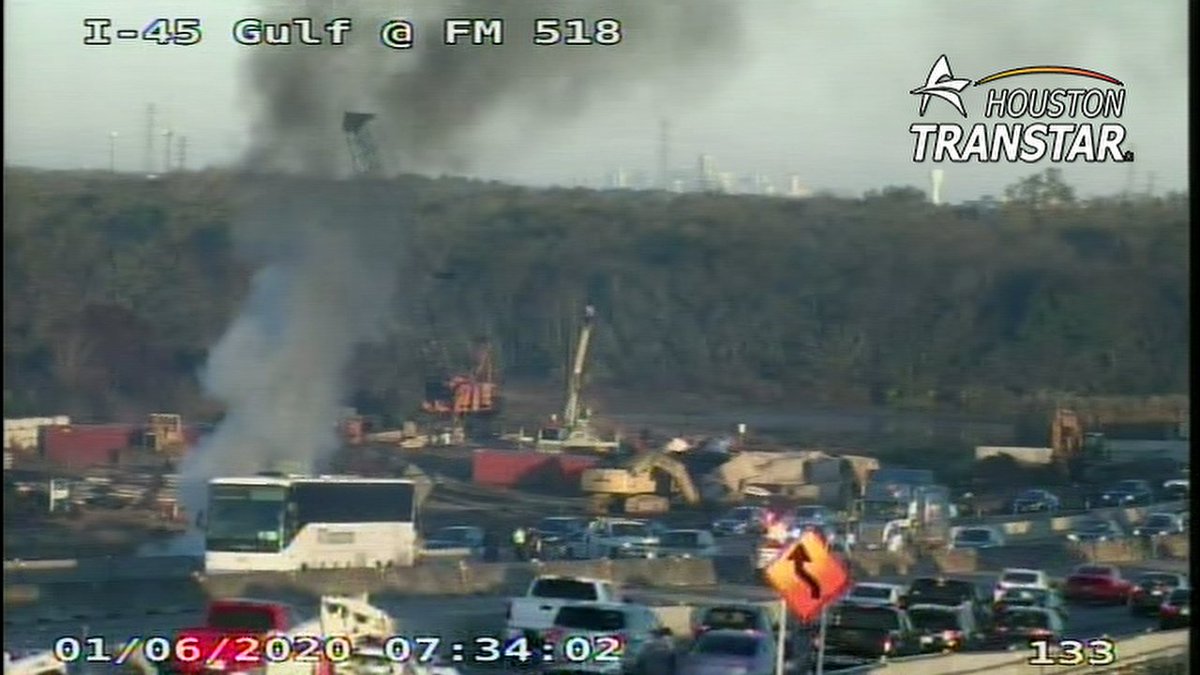 Car fire on the Gulf Fwy SB at FM-518 blocking several lanes.