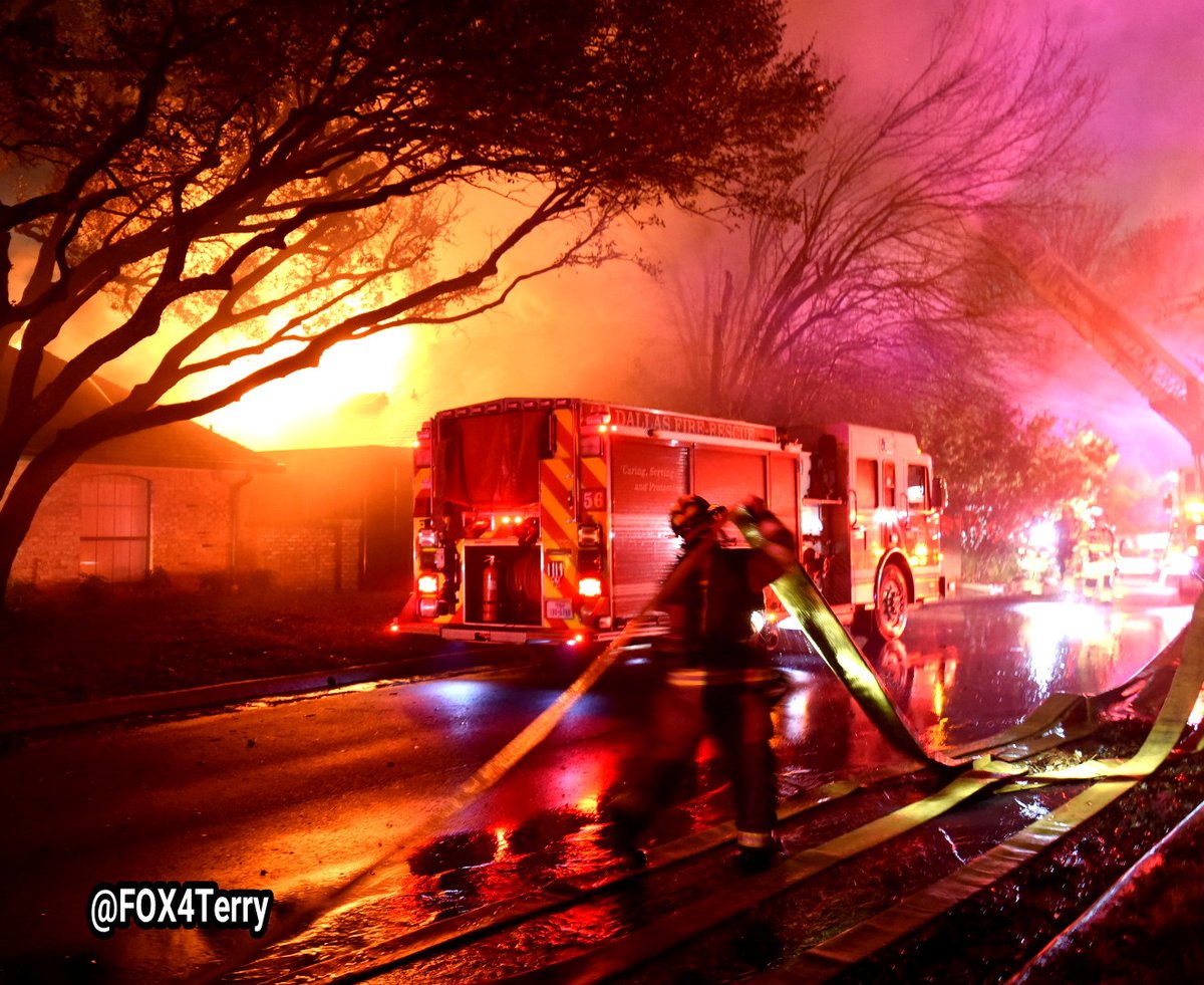 Dallas Fire on scene in Far North Dallas. One woman was transported to the hospital. Firefighters worked hard to prevent the spread of fire to neighboring homes. 