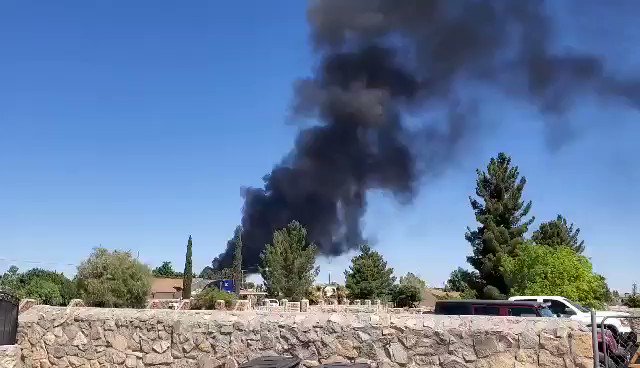 large column of black smoke rising over far east El Paso County  near Krag Street and Marvin Lane