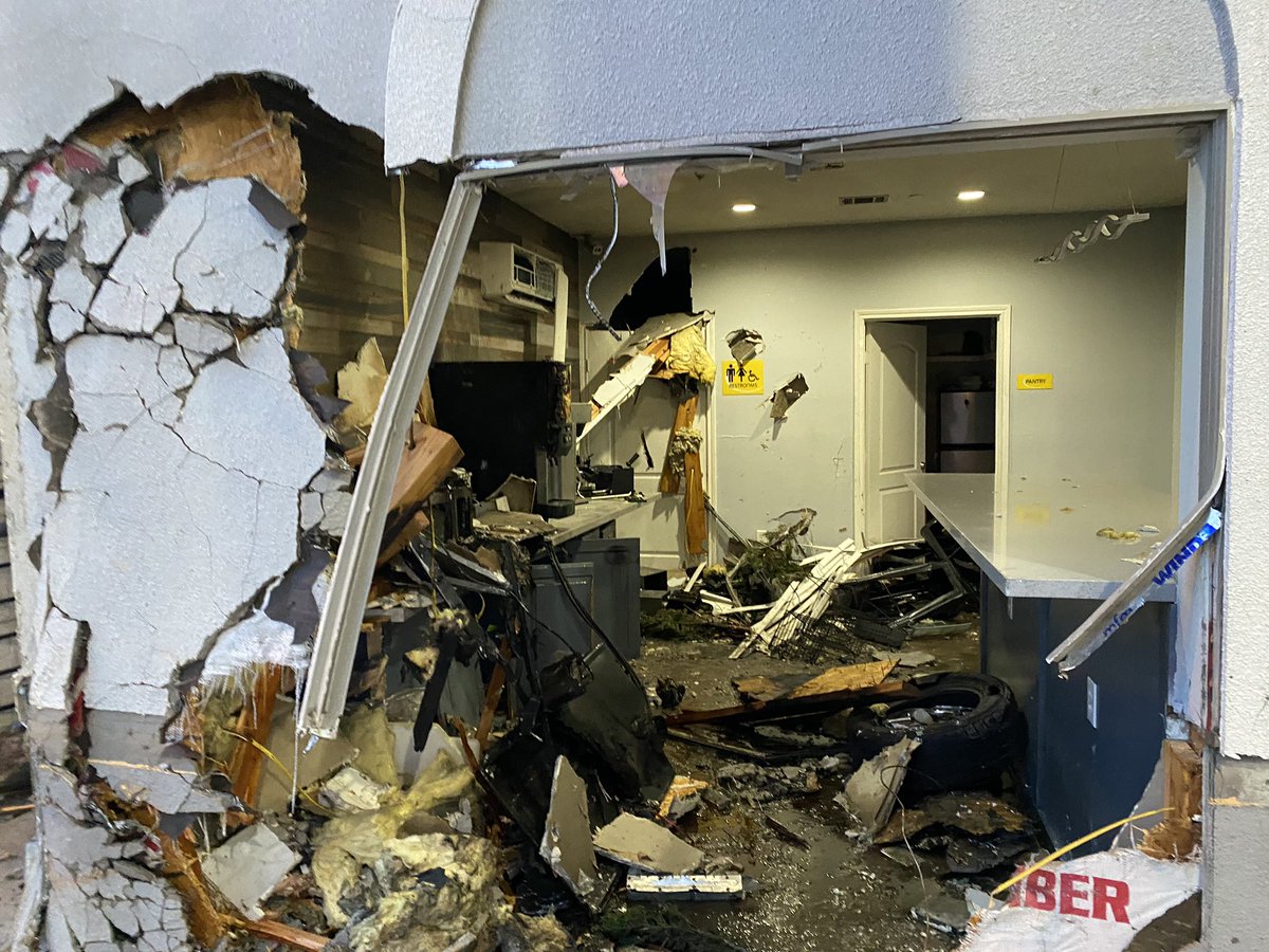 The owner says his family of six were asleep inside when they heard the crash. An employee was behind the counter when this happened