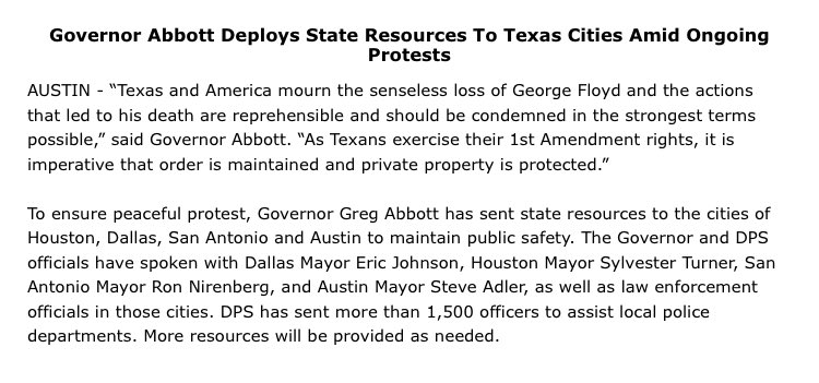 .⁦@GovAbbott⁩ sending DPS officers to Texas cities including Dallas. @nbcdfw