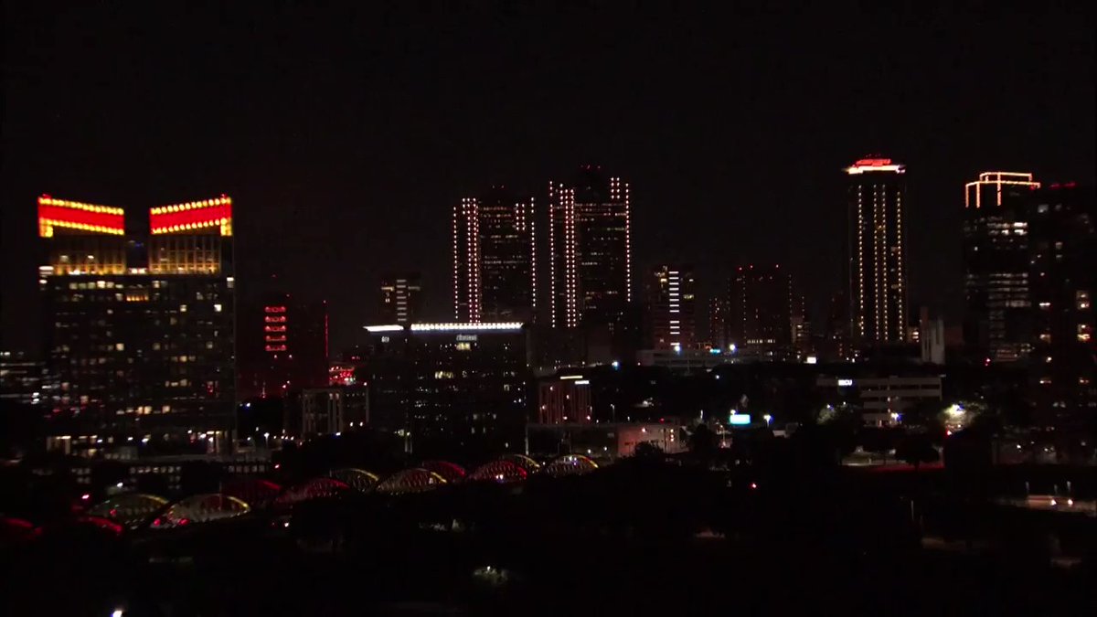 Fort Worth recognizes George Floyd by lighting its skyline in crimson and gold, the colors of Yates High School in Houston, which Floyd attended