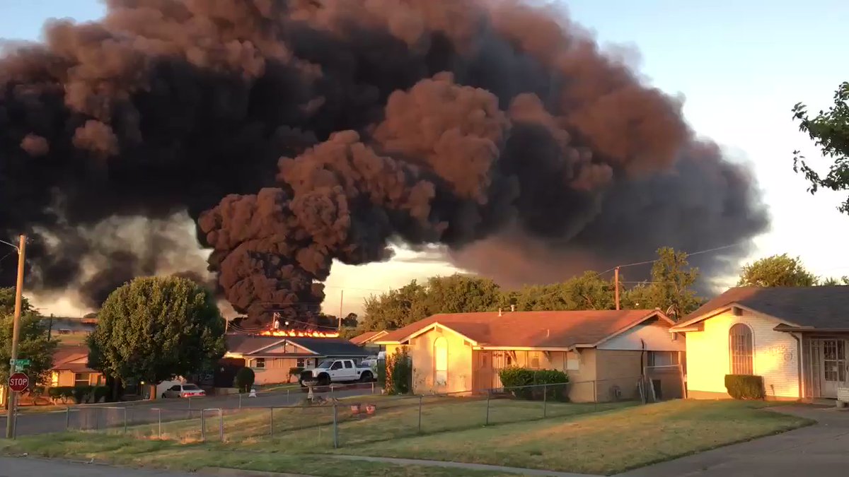 Massive fire at plastics facility in Grand Prairie continues burning. Fire officials say they could battle the fire into tomorrow.