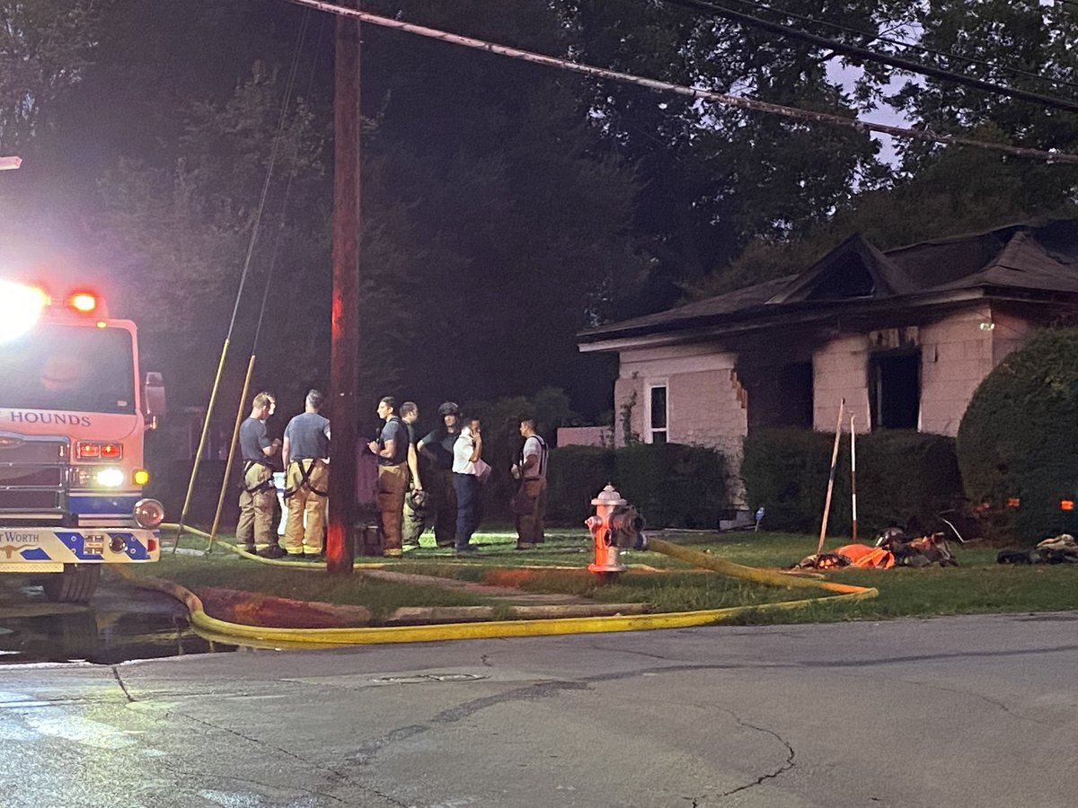 Fort Worth fire on scene of a house fire this morning at 2800 blk of Milan St. Firefighter was taken to hospital for minor injuries, leg burns. Mayday was called for another incident at same fire, roof collapsed on a firefighter but he's expected to be OK