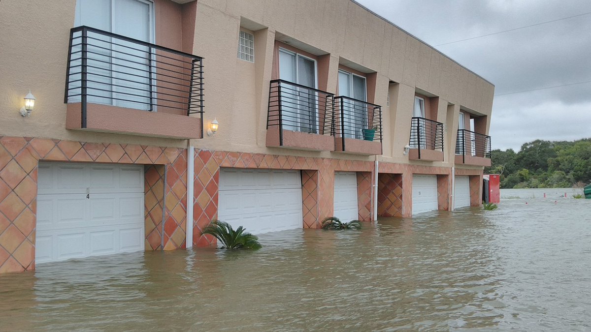 Storm surge flooding near Seabrook, TX along Galveston Bay this morning