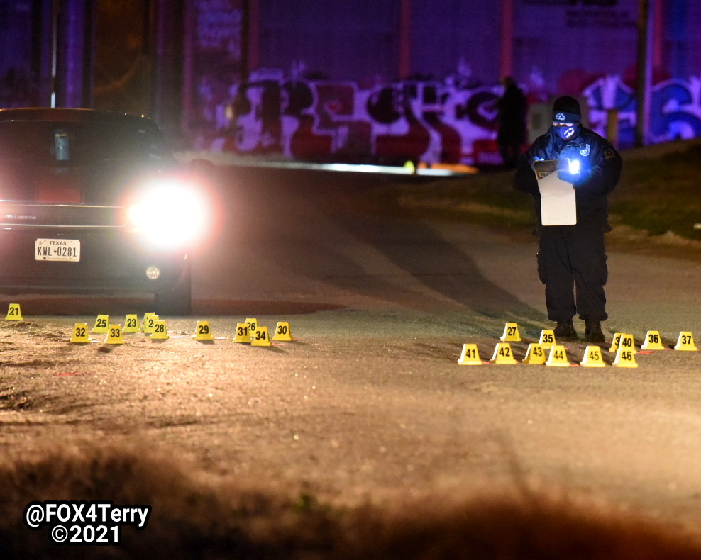 Dallas police on scene of a deadly shooting near the Joppa community. A witness spotted a bullet riddled car crashed along the road, the driver deceased inside. 