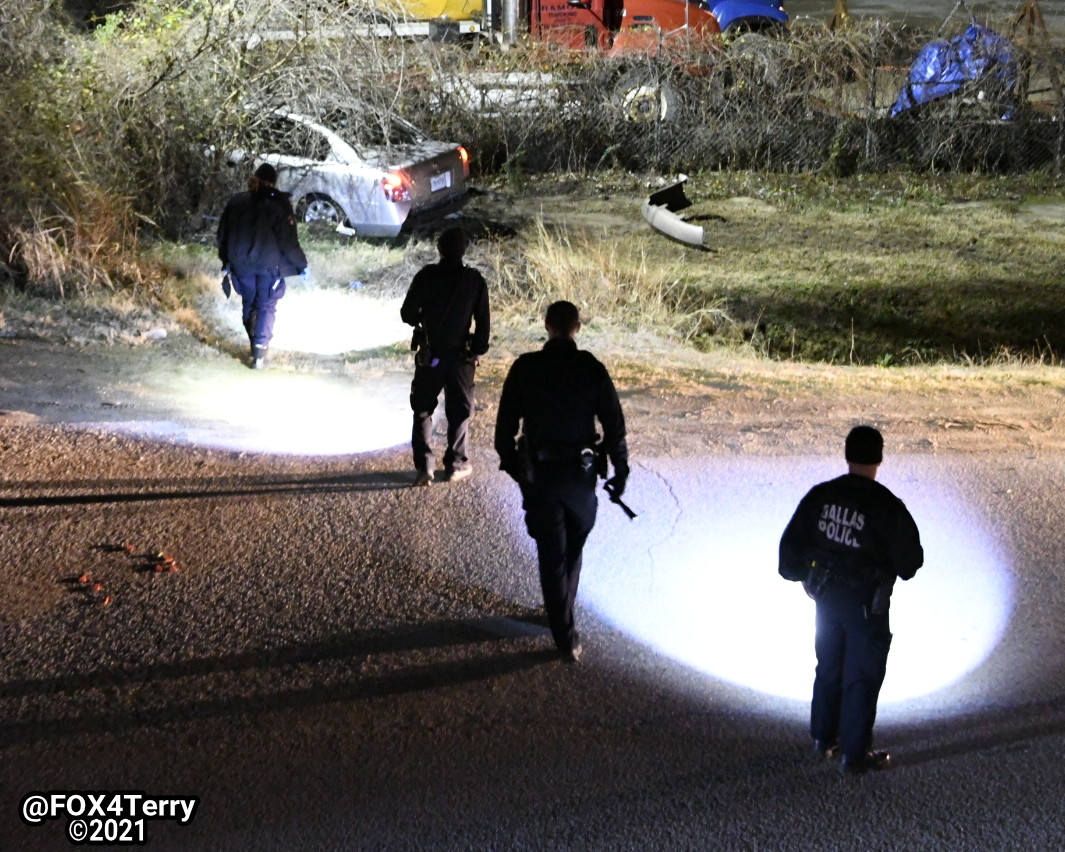 Dallas police on scene of a deadly shooting near the Joppa community. A witness spotted a bullet riddled car crashed along the road, the driver deceased inside. 