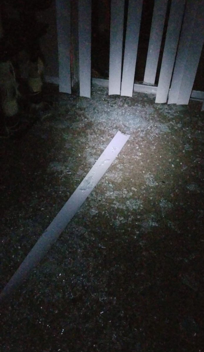 A tornado took out our former upstairs neighbors glass door, the complex office roof, the gas station on the corner. Everyone's ok but we still have a lot of glass cleanup to do