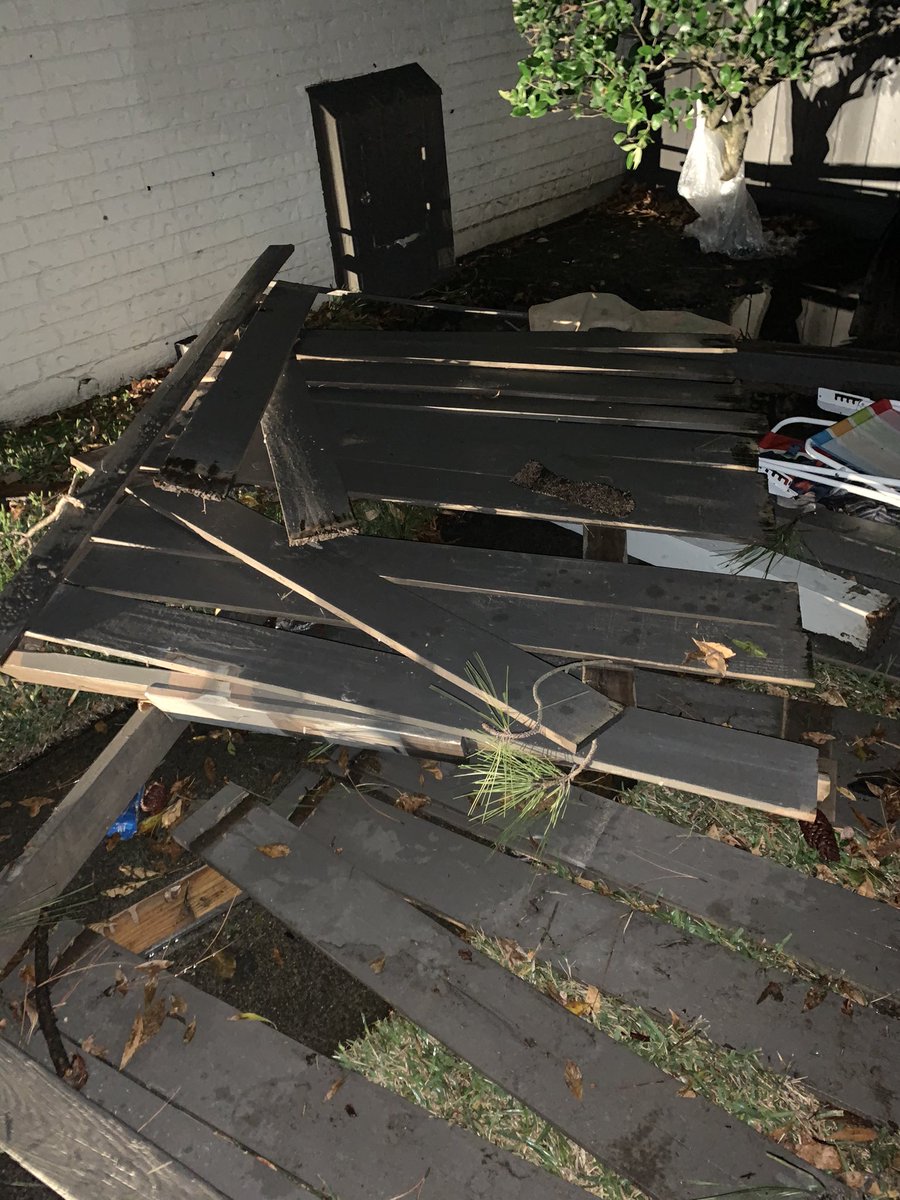 A tornado took out our former upstairs neighbors glass door, the complex office roof, the gas station on the corner. Everyone's ok but we still have a lot of glass cleanup to do