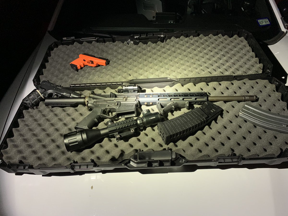 District 2 attempted to stop a truck near Hirsch rd. for restless driving. He led deputies on a short pursuit throwing a gun case from the vehicle. He was caught in a bayou after a short foot pursuit. No injuries reported. Guns drugs money and a bad person off the street