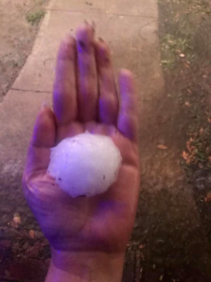 Very large hail earlier from Southside Lions Park (SE San Antonio). 