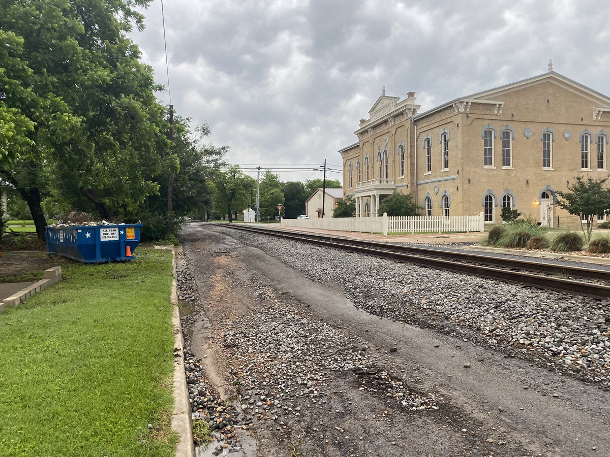 Here in La Grange, railroad crews have made quick work repairing this section of tracks that got washed out overnight due to floodwaters, temporarily shutting down La Fayette St along the tracks as well. 