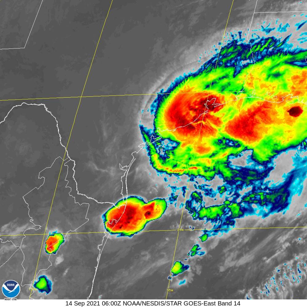 1230 AM CDT 14 September - Hurricane Nicholas has made landfall on the eastern part of the Matagorda Peninsula, about 10 miles west-southwest of Sargent Beach, Texas. Maximum sustained winds were 75 MPH with higher gusts at landfall