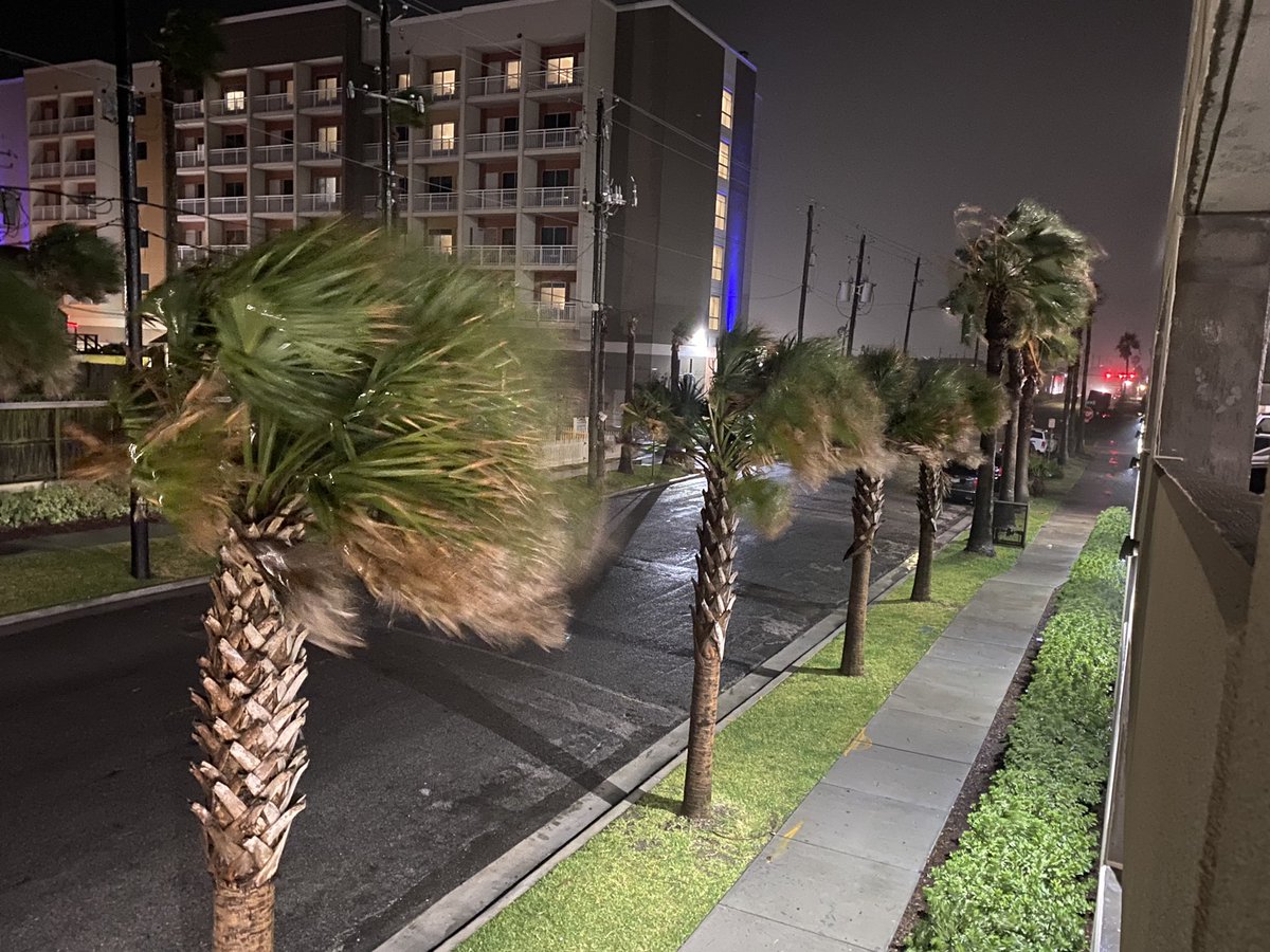 GALVESTON  getting battered by strong winds from HurricaneNicholas Electricity is coming and going.   The worst of this storm remains offshore. For now. 