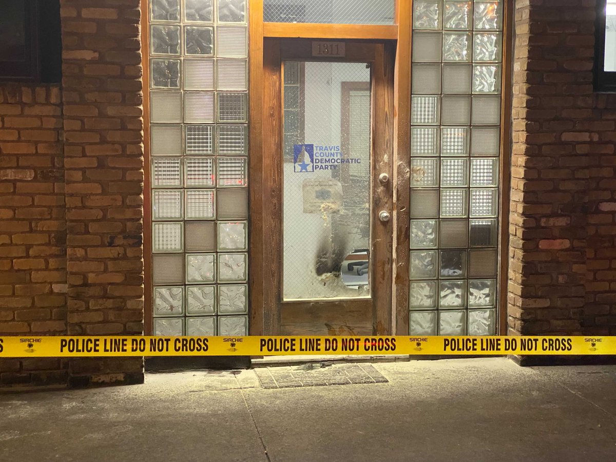 Arson investigation at Travis County Democratic Party office. @austinfiredept say an incendiary device was thrown at the building sparking a small fire inside the building.