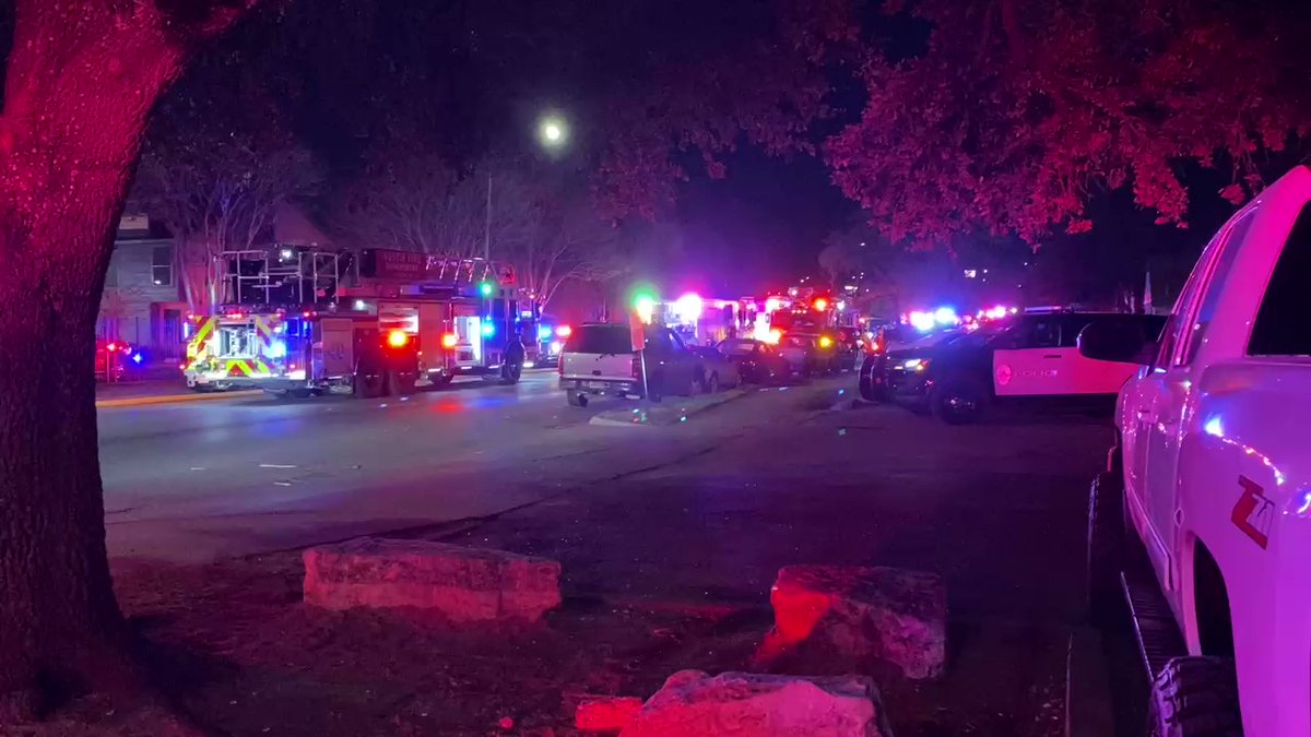 Several EMS and fire trucks on the scene of a three-alarm fire in North Austin off of Northgate Ln.