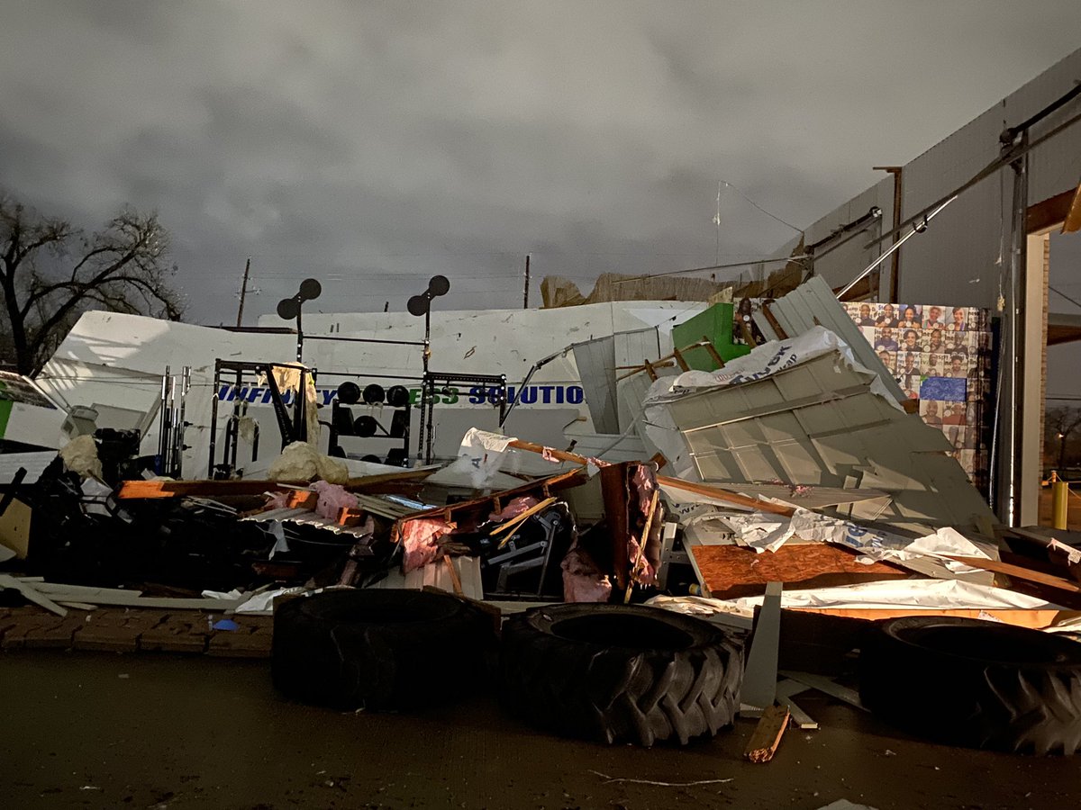 Humble where the damage I've seen so far is around Granberry Street from Avenue H down to S. Houston. Here's a look at a shopping plaza off S. Houston 