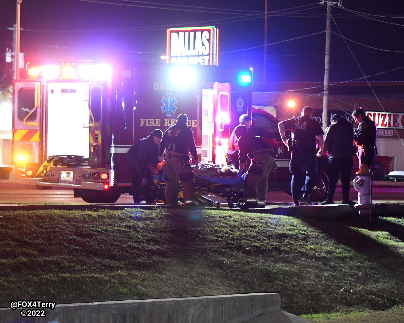 Dallas police on scene along Harry Hines Blvd. 2 people have been struck by a hit and run vehicle. One person is dead, the other seriously injured