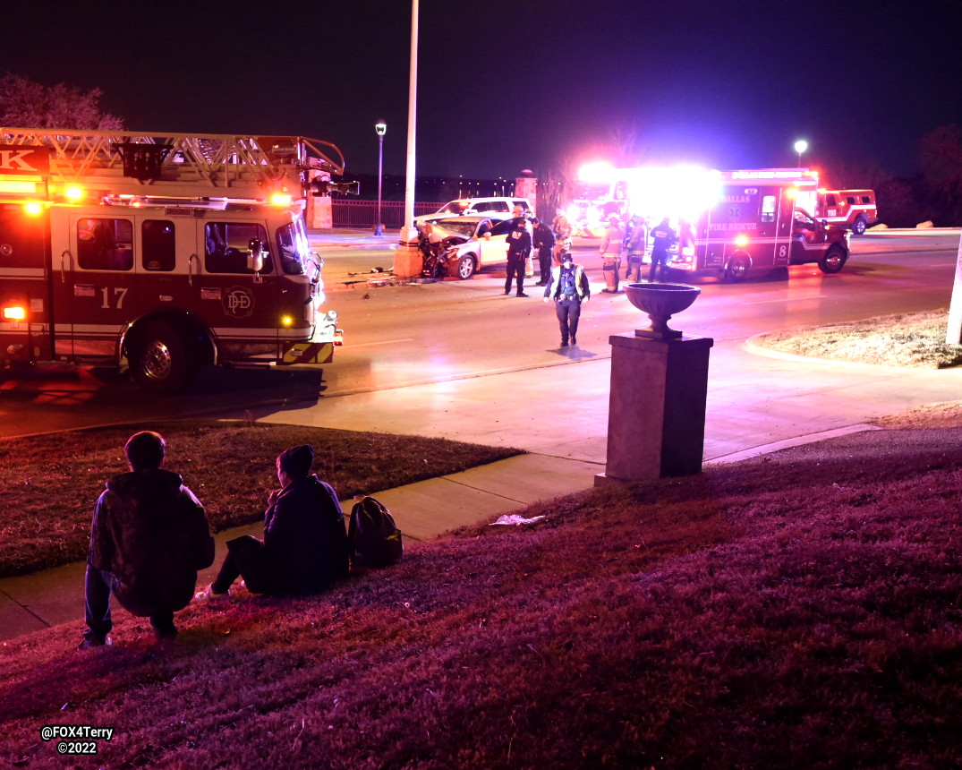 1 person is dead, 2 others injured in a crash along Garland Rd near the WhiteRock Lake spillway. 