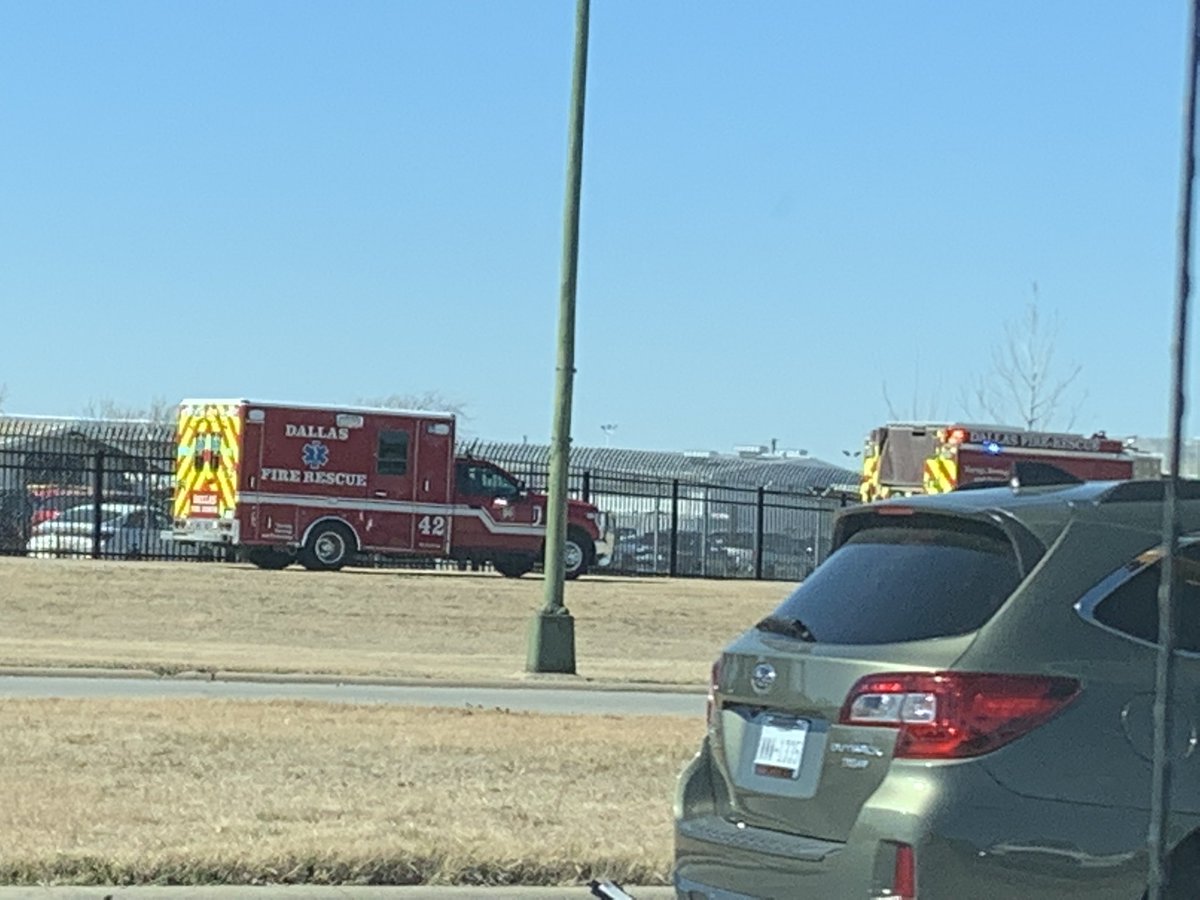 A lot of emergency responders at love Field on Mockingbird