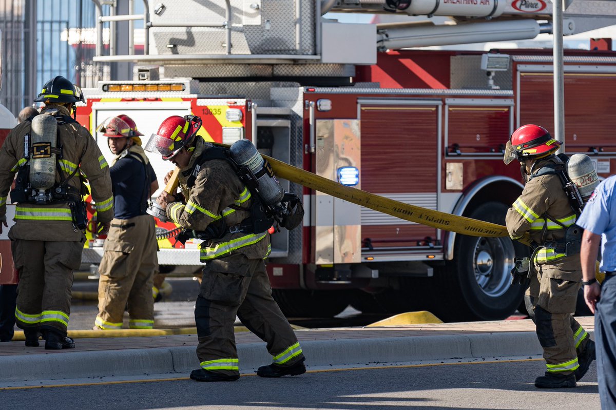 El Paso firefighters battle a fire at a building stating Bonanza Meat Co. on Paisano Drive at Park Street on Tuesday