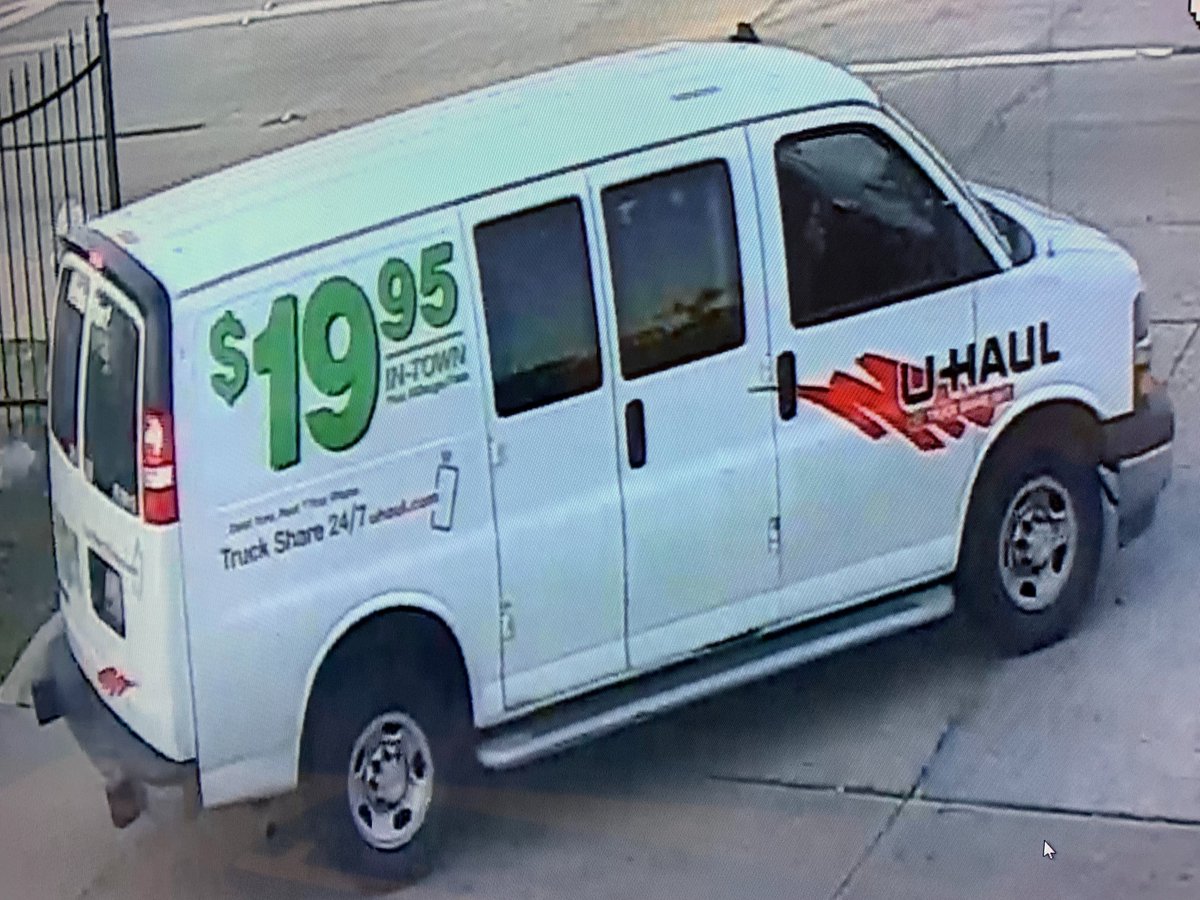 Houston Police:: These two males & this U-Haul van are sought for their involvement in last night's fatal shooting of a man at 12929 Northwest Fwy. 