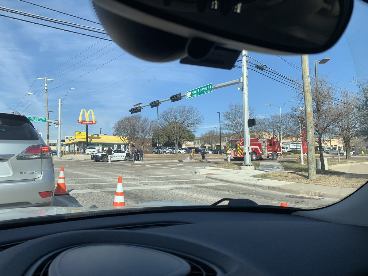 Northwest Highway and Plano Rd this morning Looked kinda scary and police had guns drawn even while watching cleanup