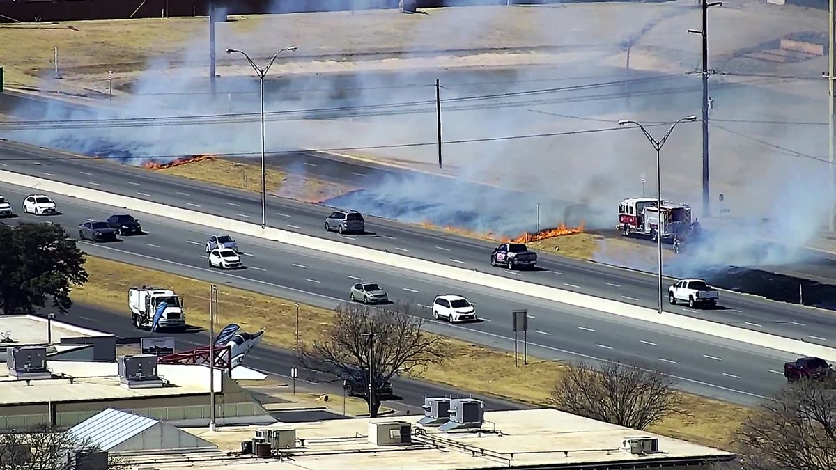 There is currently a grass fire near the South Loop and Indiana Ave