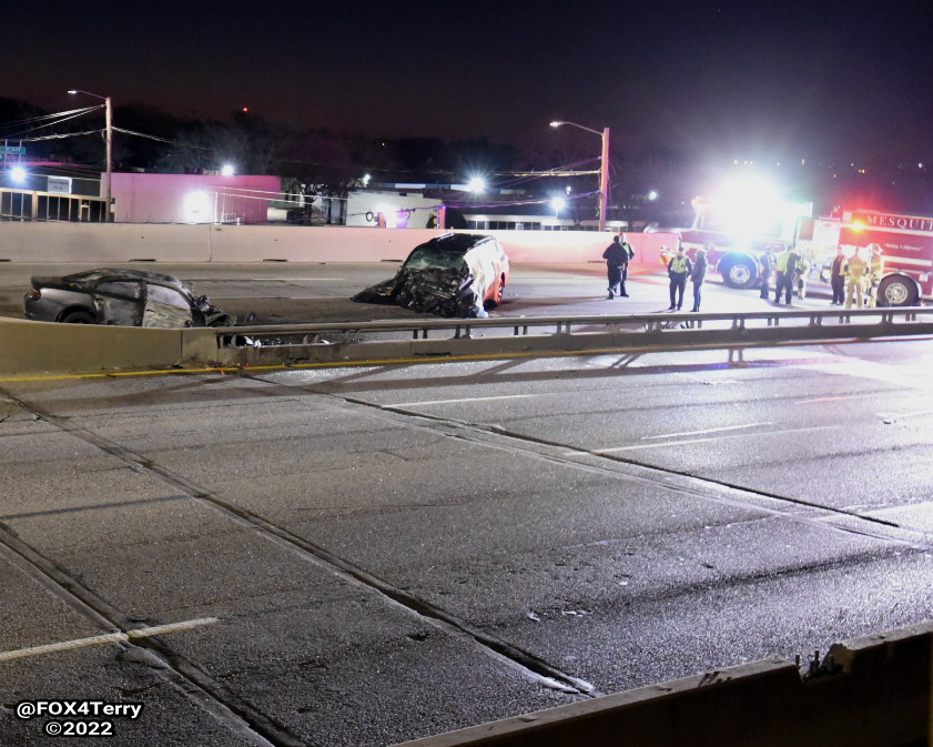 DFWtraffic Dallas police attempt to stop a wrong-way driver. As the vehicle enters Mesquite a fiery, deadly head-on crash occurs. All NB lanes of I-635 at Oates Dr closed as officers work this crash