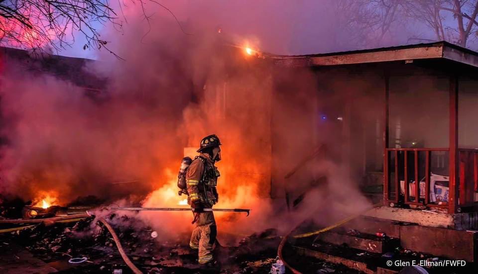 House fire in the 8000 blk of West Elizabeth Ln on the Westside of FortWorth. When E23 arrived on scene, heavy fire was coming from the structure. 5 FD units responded & it was under control in 15 mins. No injuries/cause under investigation