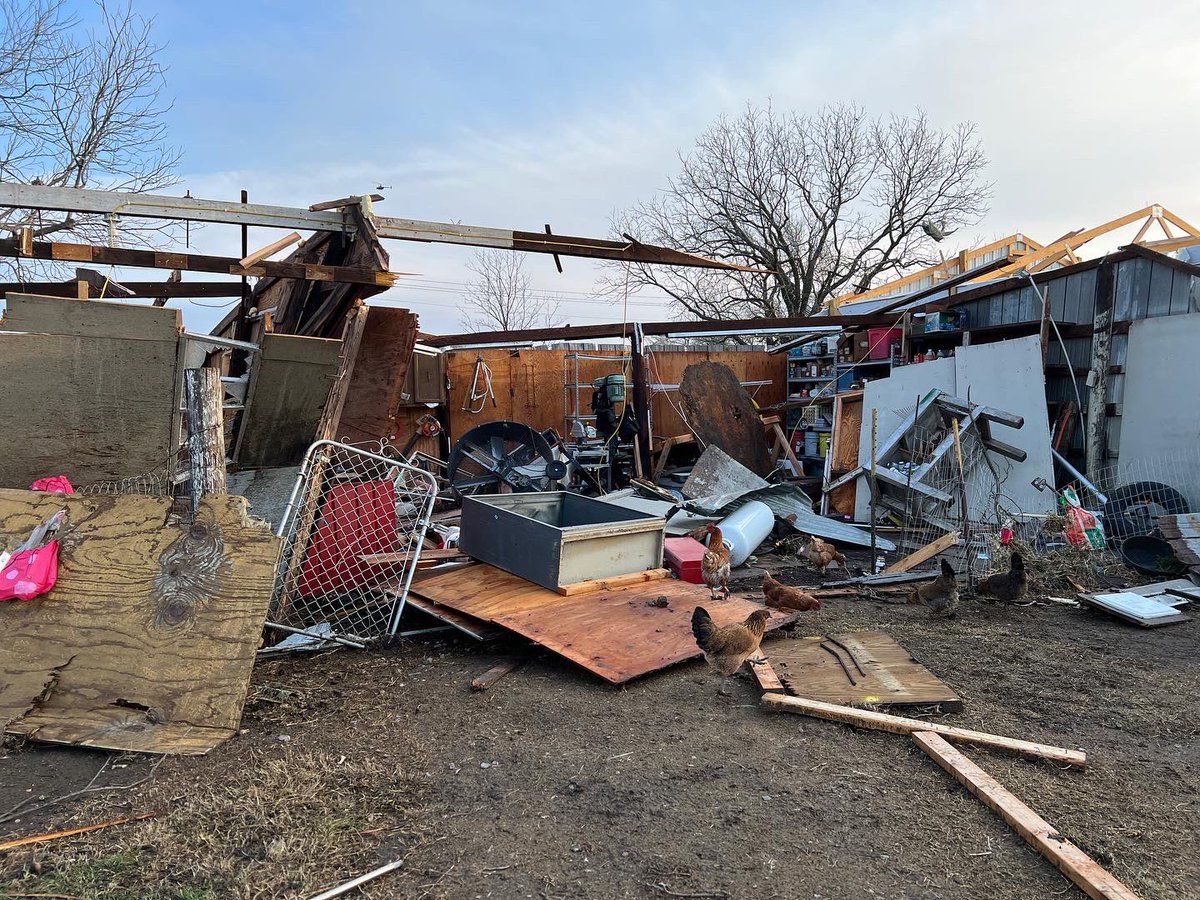 Scene in Leonard TX where a tornado touched down last night.