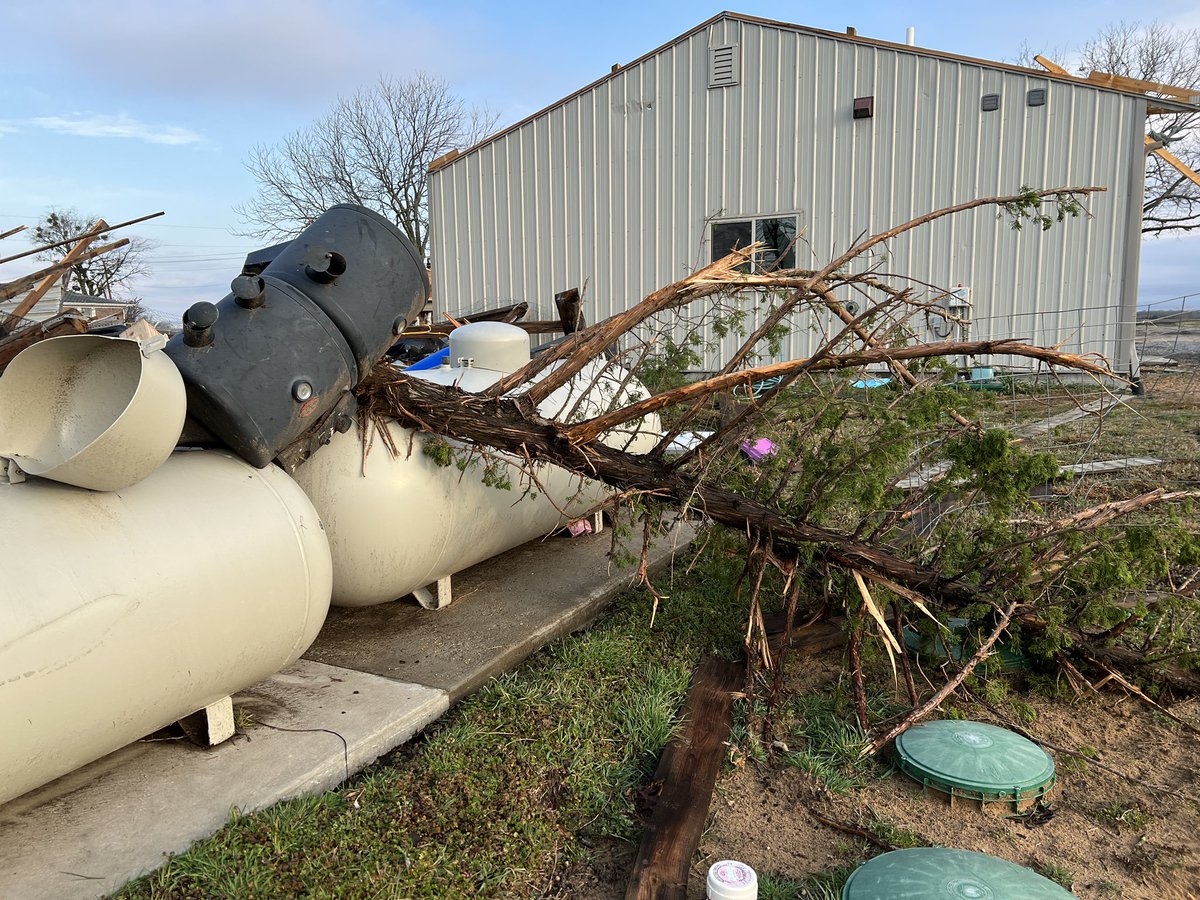 Scene in Leonard TX where a tornado touched down last night. 