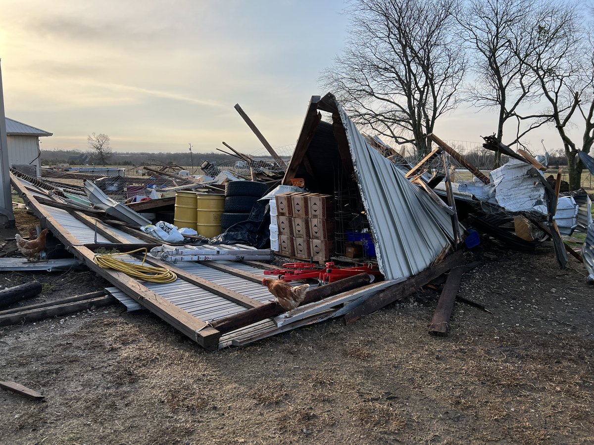 Scene in Leonard TX where a tornado touched down last night. 