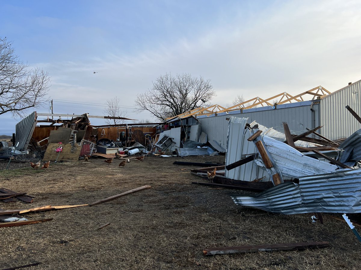 Scene in Leonard TX where a tornado touched down last night. 