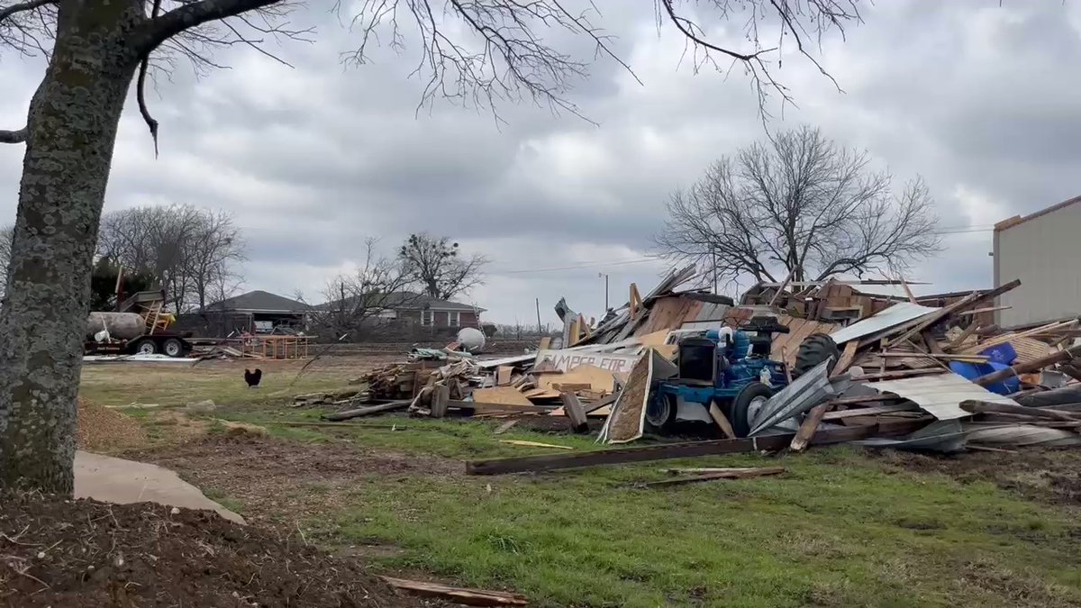 Leonard, TX where a tornado touched down last night.  Solar panels flew off of the roof, & ended up across the street, hitting a neighbors window.