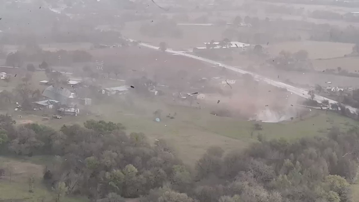 Drone video of tornado near Elgin, TX